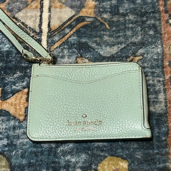 Kate Spade Leila leather card holder wristlet seawater - Picture 1 of 9